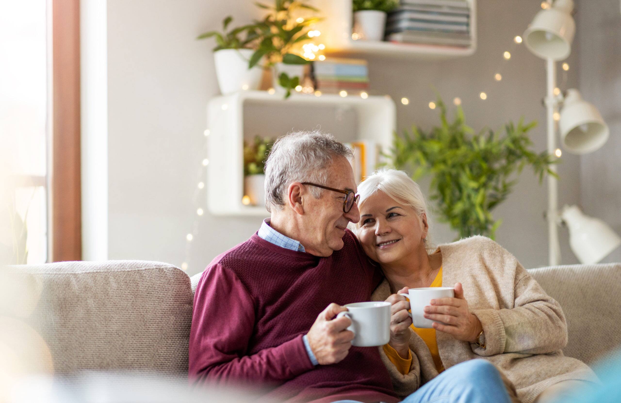 portrait of a happy elderly couple relaxing together