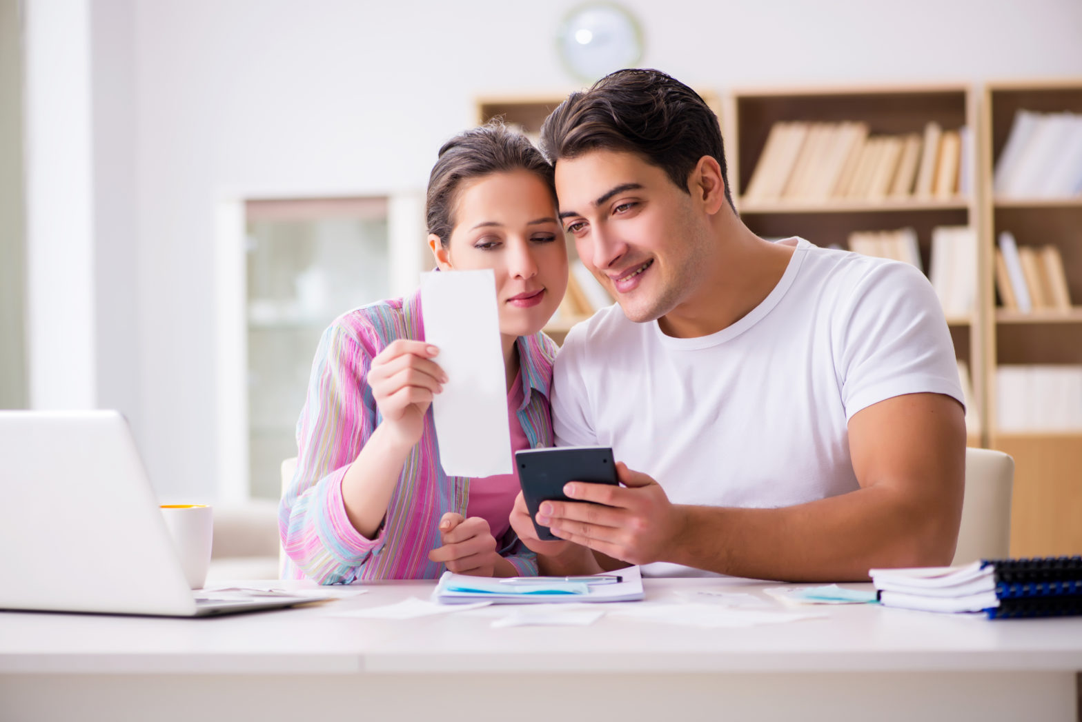 young family discussing family finances