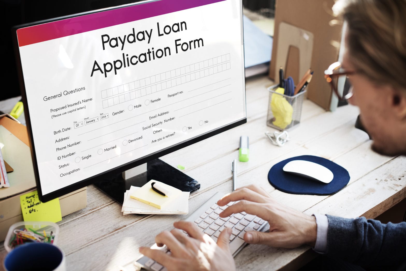 payday loan application form concept