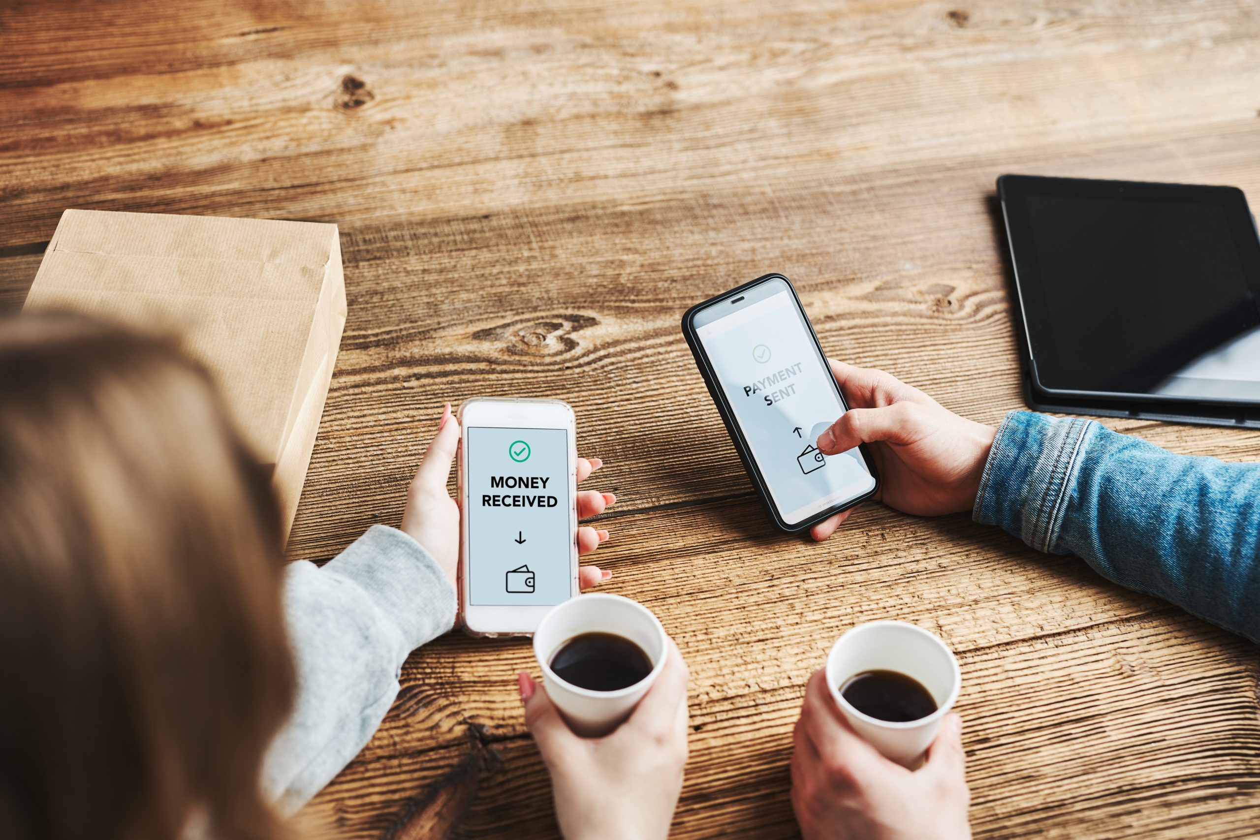 people transferring money online using applications