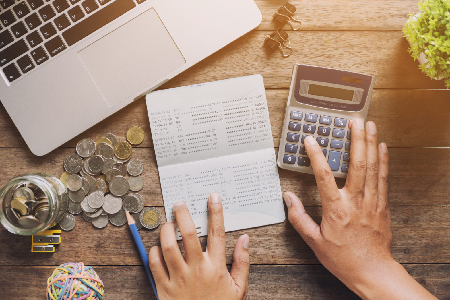 accountant verify the saving account book and statement of financial
