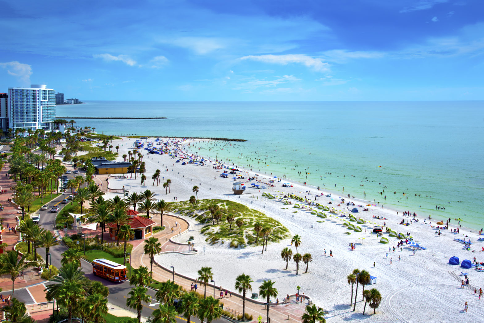 An aerial view of Clearwater Beach, Florida