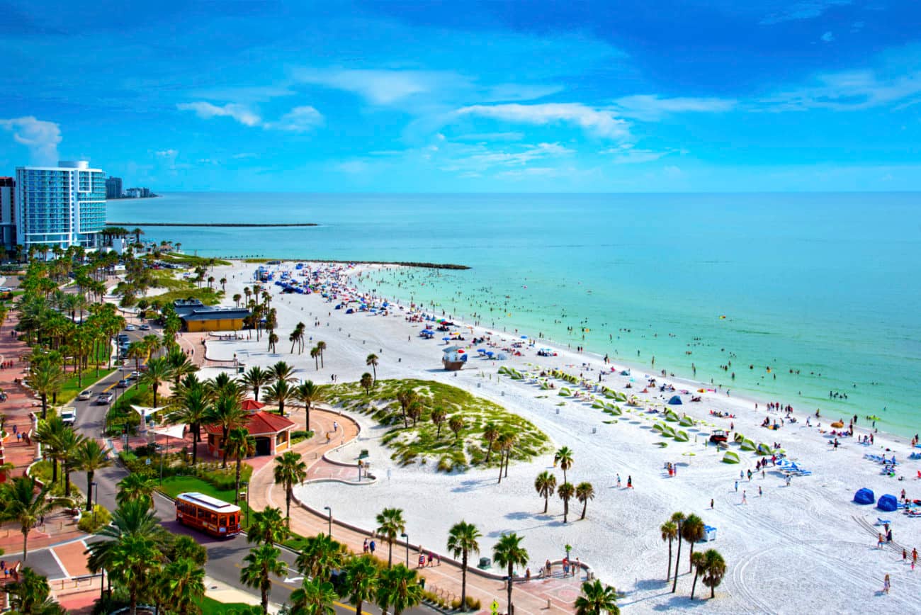 An aerial view of Clearwater Beach, Florida
