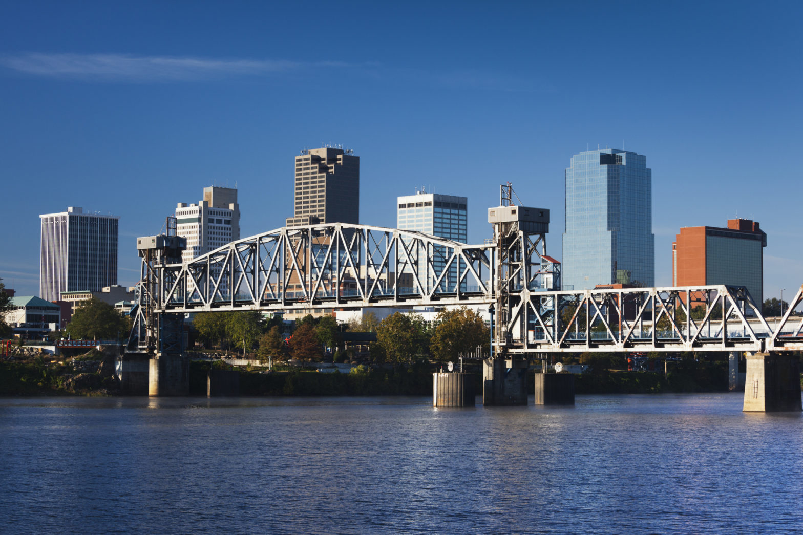 View of bridge and skyline in Little Rock, Arkansas