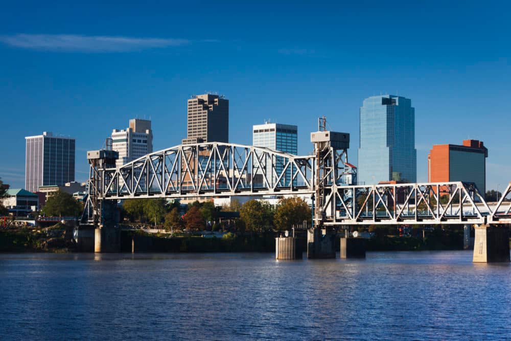 View of bridge and skyline in Little Rock, Arkansas