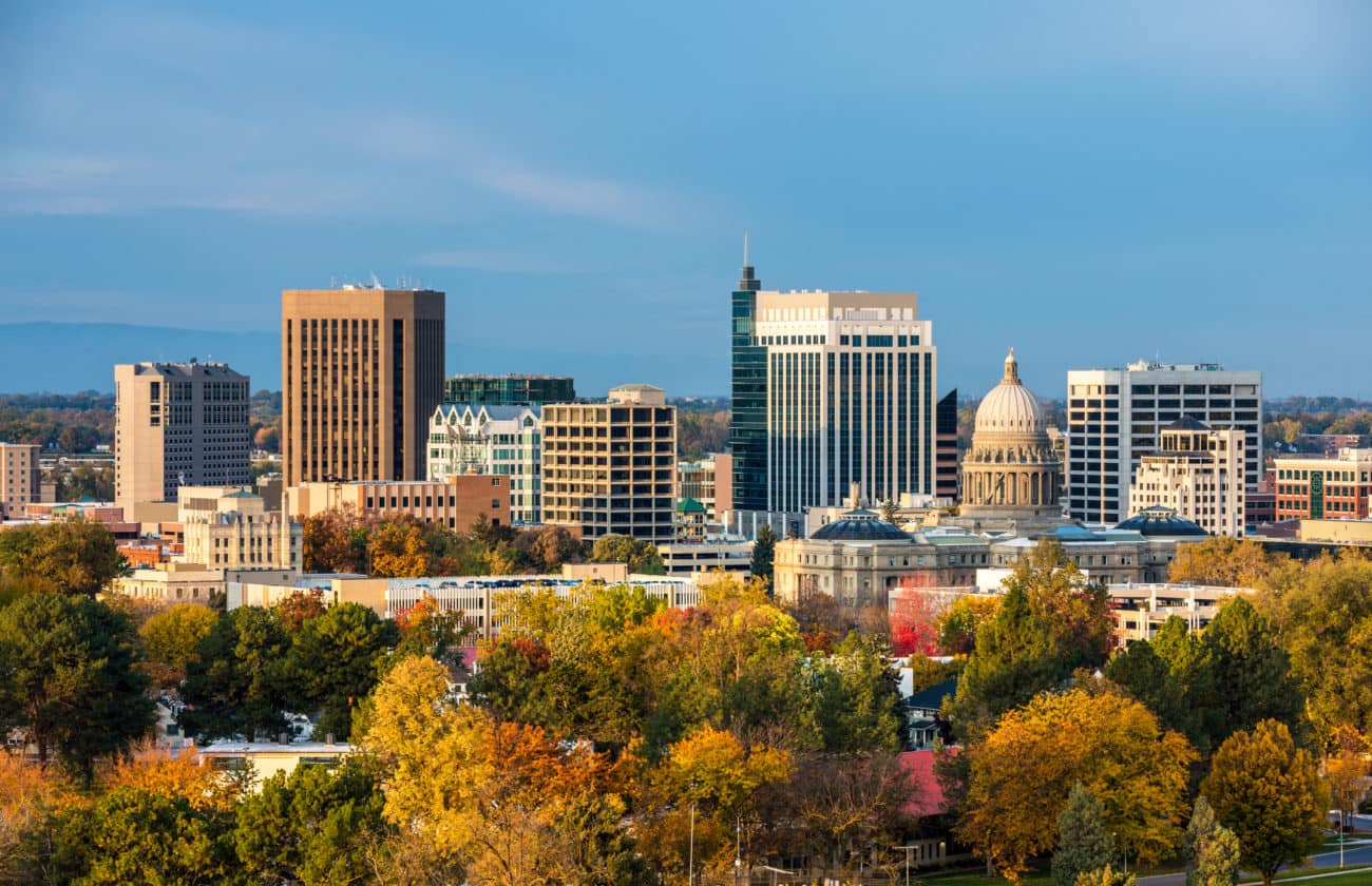Boise, Idaho skyline during a sunny fall day