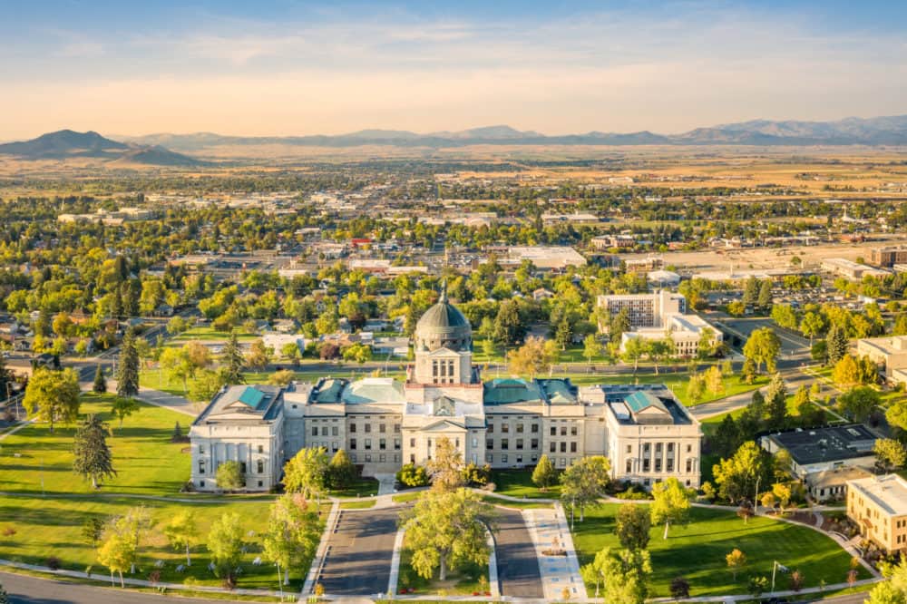 Helena, Montana overview during the day with the statehouse in the distance