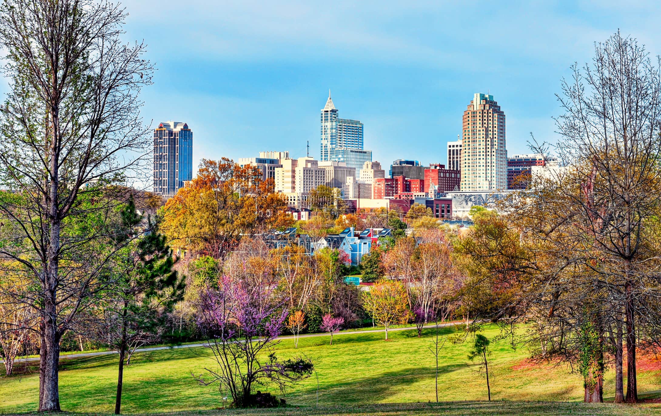 Raleigh, North Carolina downtown skyline on a fall day