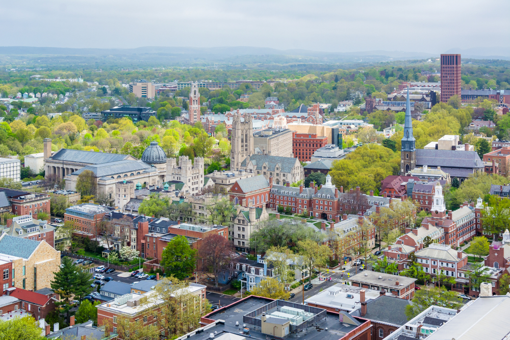 Aerial view of Yale University in New Haven, Connecticut