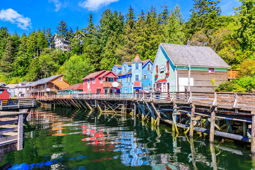 Ketchikan, Alaska homes and trees in the summer